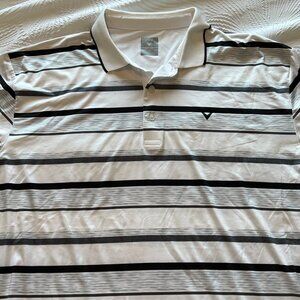 Men's Callaway Golf Opti Dri White Striped Polo Size XL Used/Great Condition